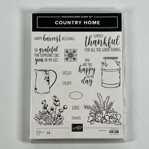 Stampin Up! COUNTRY HOME Photopolymer Stamps Jug Vase Succulent Flower Cattail